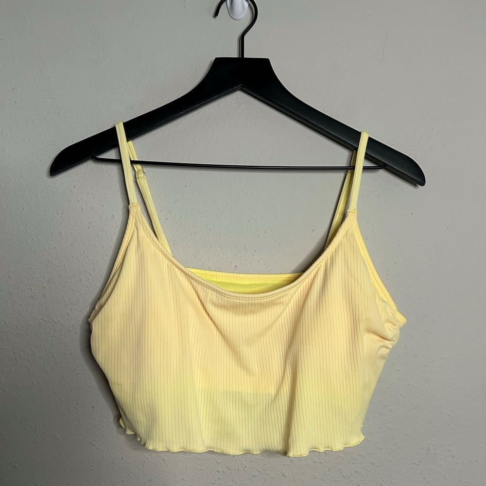 Wild Fable Yellow Ribbed Women's Swim Top Size L